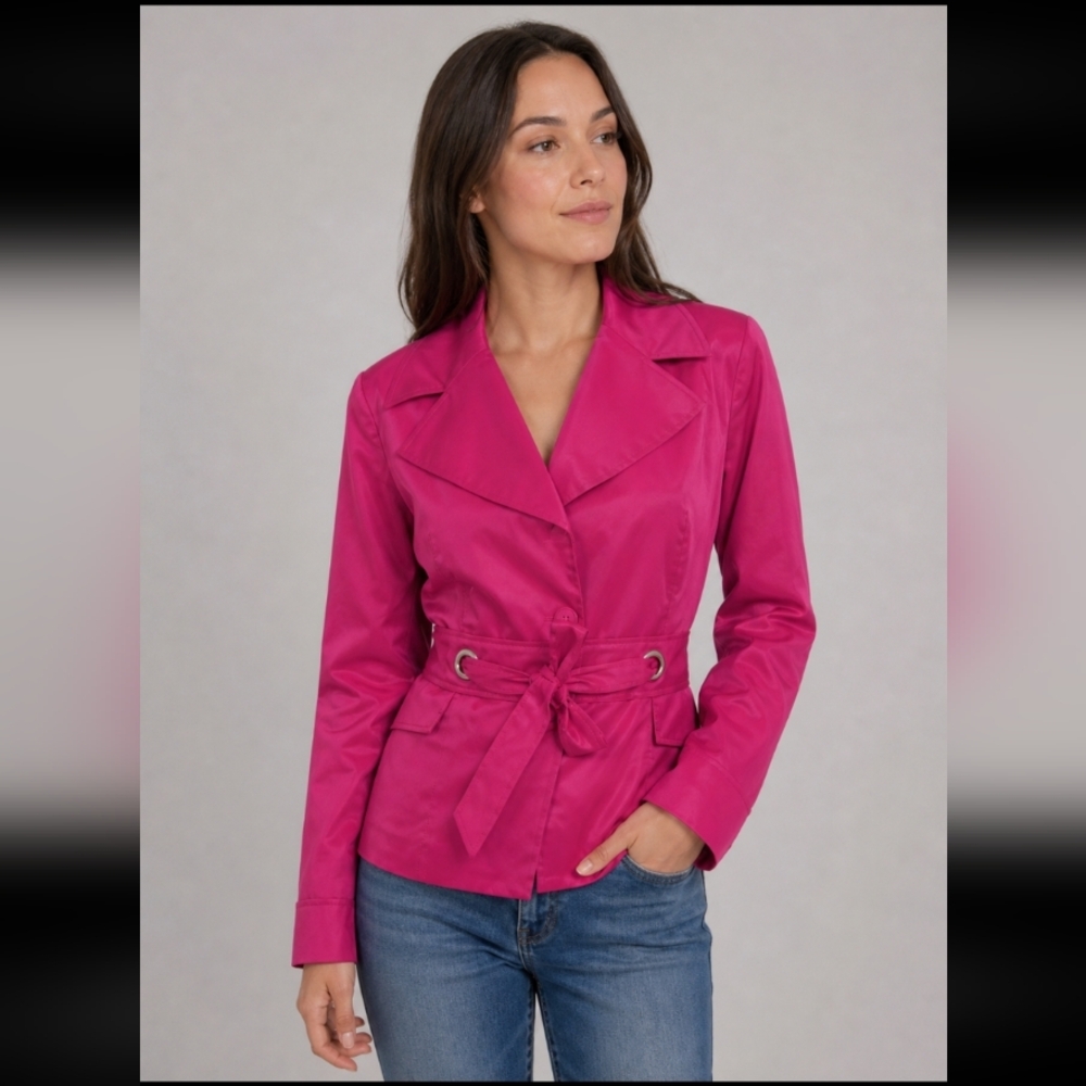 CAROL LITTLE Vintage Lined Belted Button Up Jacket Small